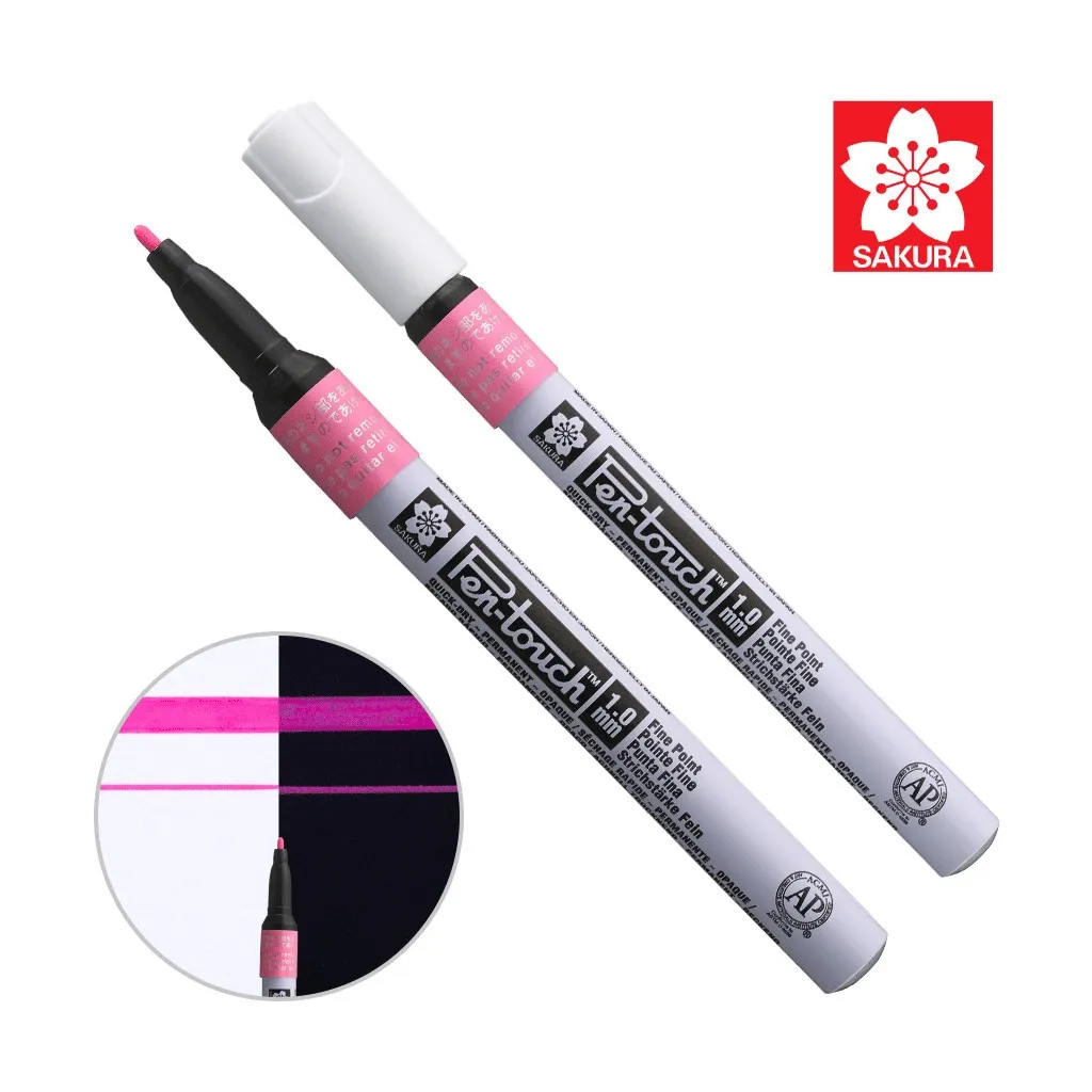  Sakura Pen-Touch Розовый, флуоресцентный, тонкий (FINE) 1мм (084511322738)