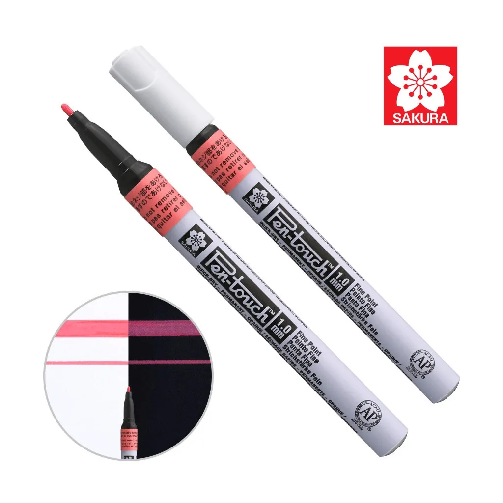  Sakura Pen-Touch Красный, флуоресцентный, тонкий (FINE) 1мм (084511322721)