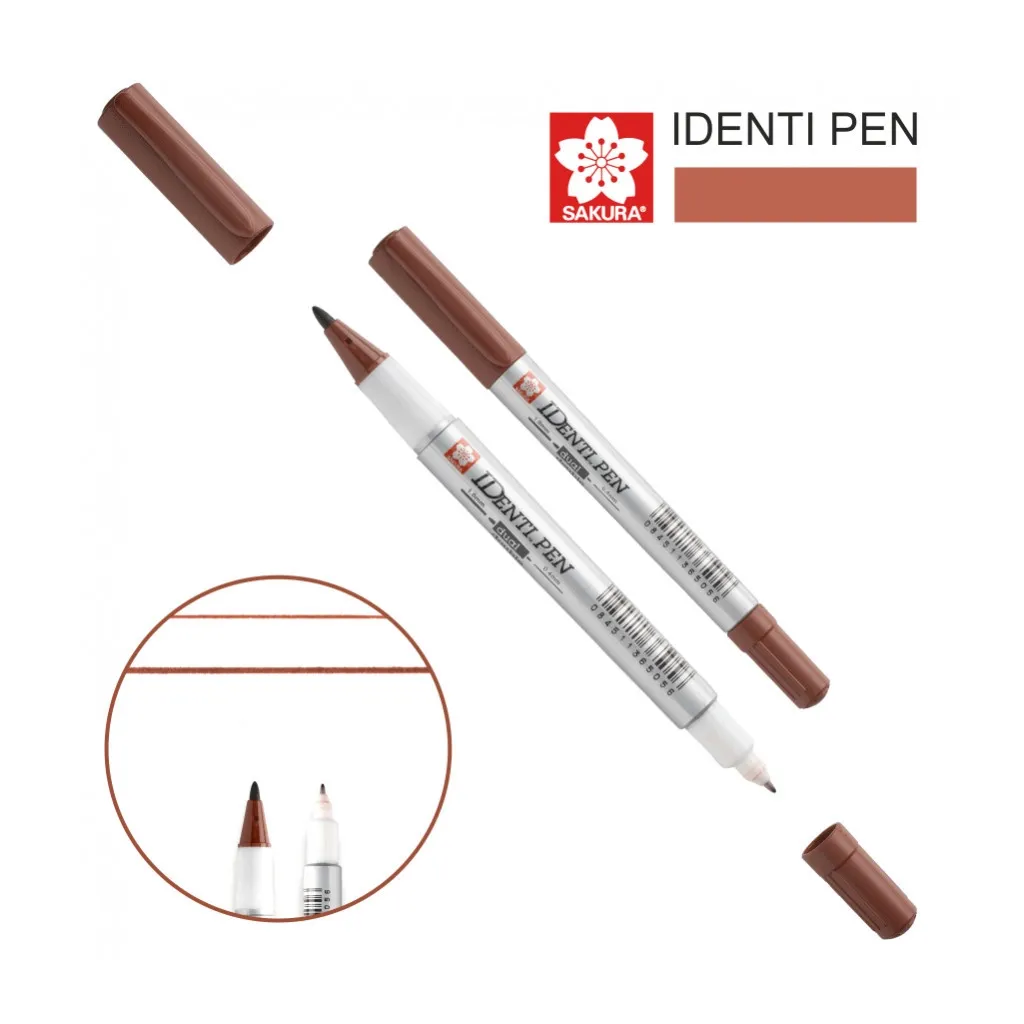 Маркер Sakura перманентний IDENTI PEN, двосторонній, 0,4/1 мм, Коричневий (084511365056)