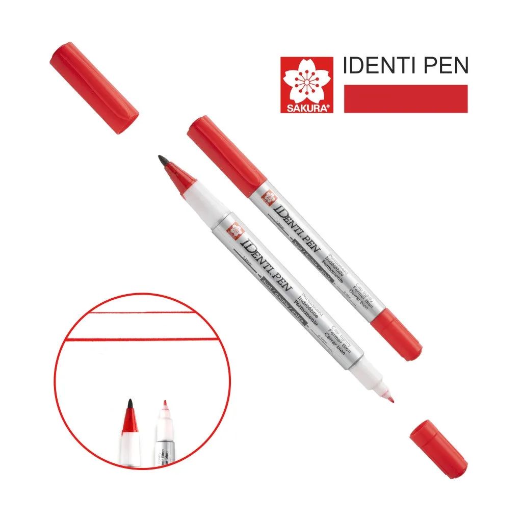  Sakura перманентный IDENTI PEN, двусторонний, 0,4/1 мм, Красный (084511362598)