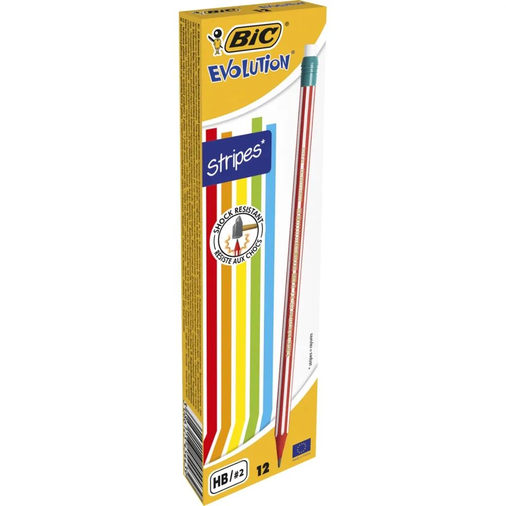 Олівець графітний Bic Evolution Stripes HB, з резинкою (bc8960342)