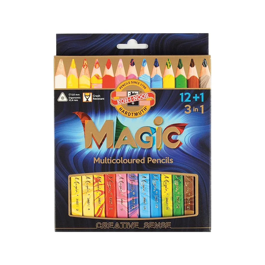 Олівцець кольоровий Koh-i-Noor Magic 12+1 кольорів (340801)