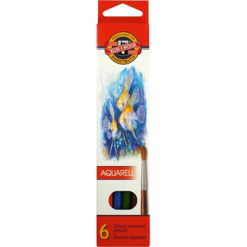 Олівцець кольоровий Koh-i-Noor Mondeluz Рибки акварельні 6 кольорів (3715_p)