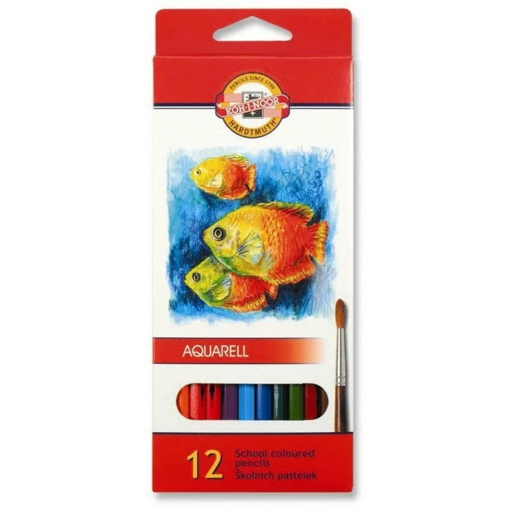 Олівцець кольоровий Koh-i-Noor Mondeluz Рибки акварельні 12 кольорів (3716_p)