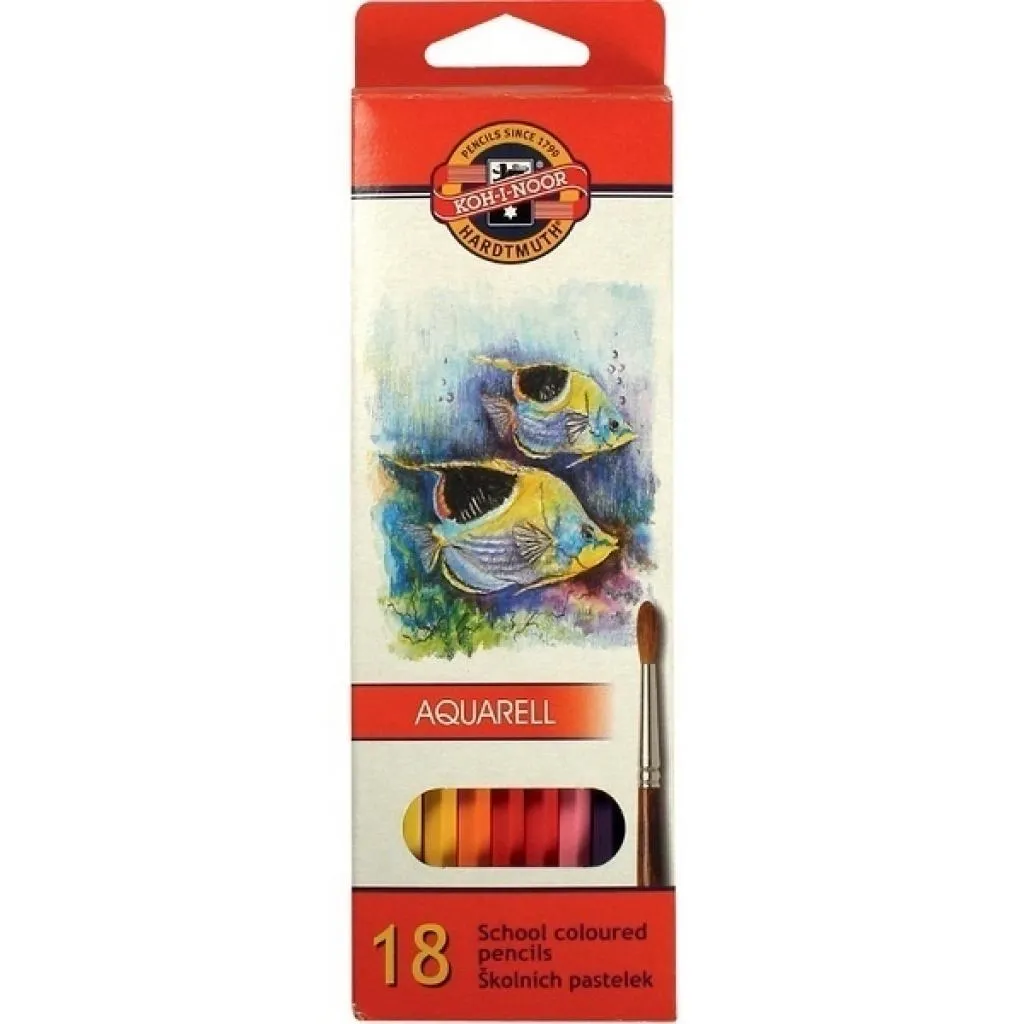 Олівцець кольоровий Koh-i-Noor Mondeluz Рибки акварельні 18 кольорів (3717_p)