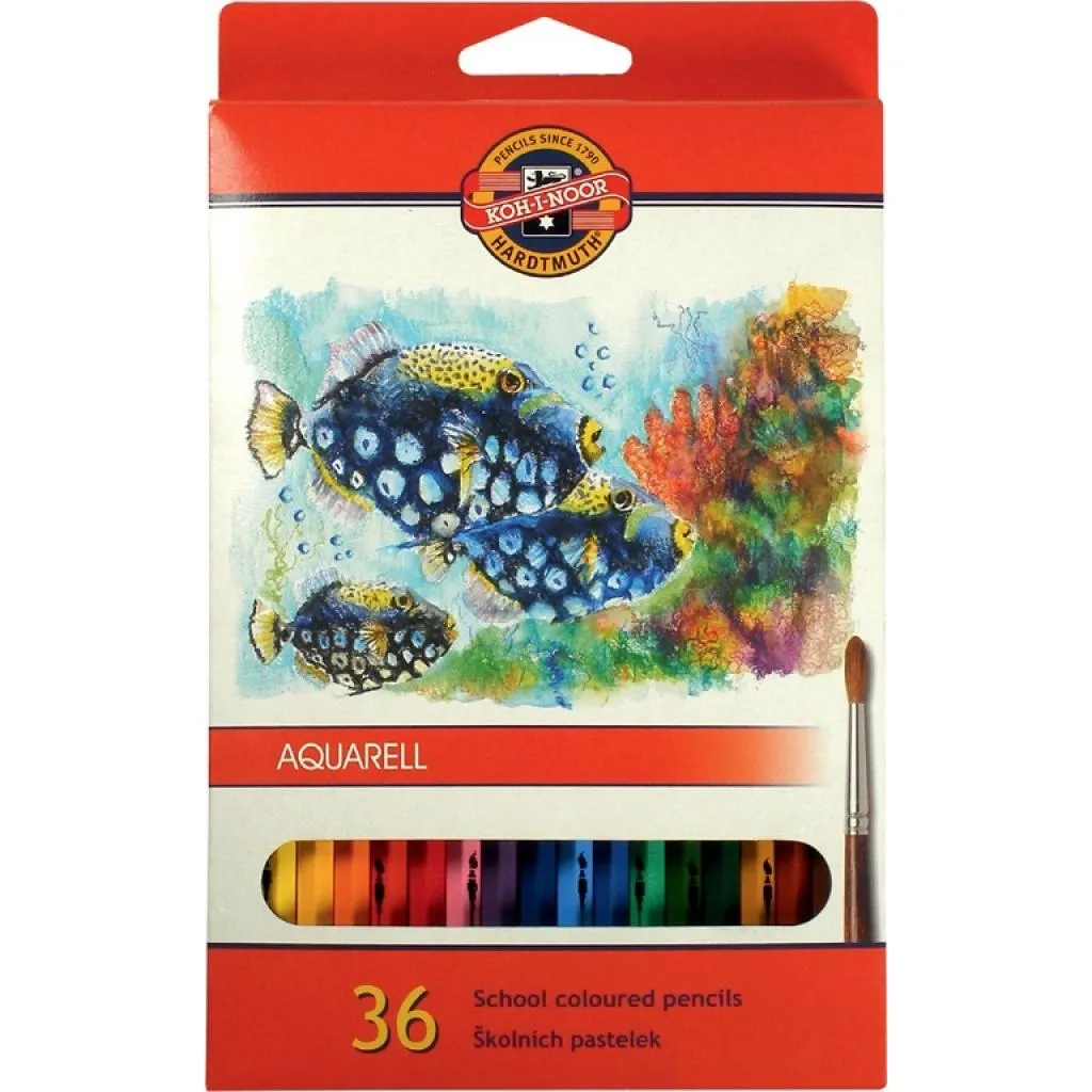 Олівцець кольоровий Koh-i-Noor Mondeluz Рибки акварельні 36 кольорів (3719_p)
