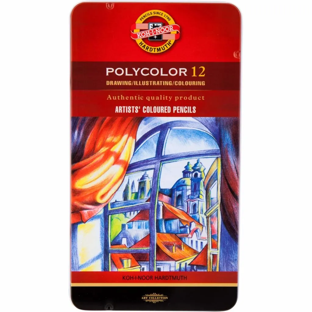 Карандаш цветный Koh-i-Noor Polycolor металл. пенал 12 цветов (3822012002PL)