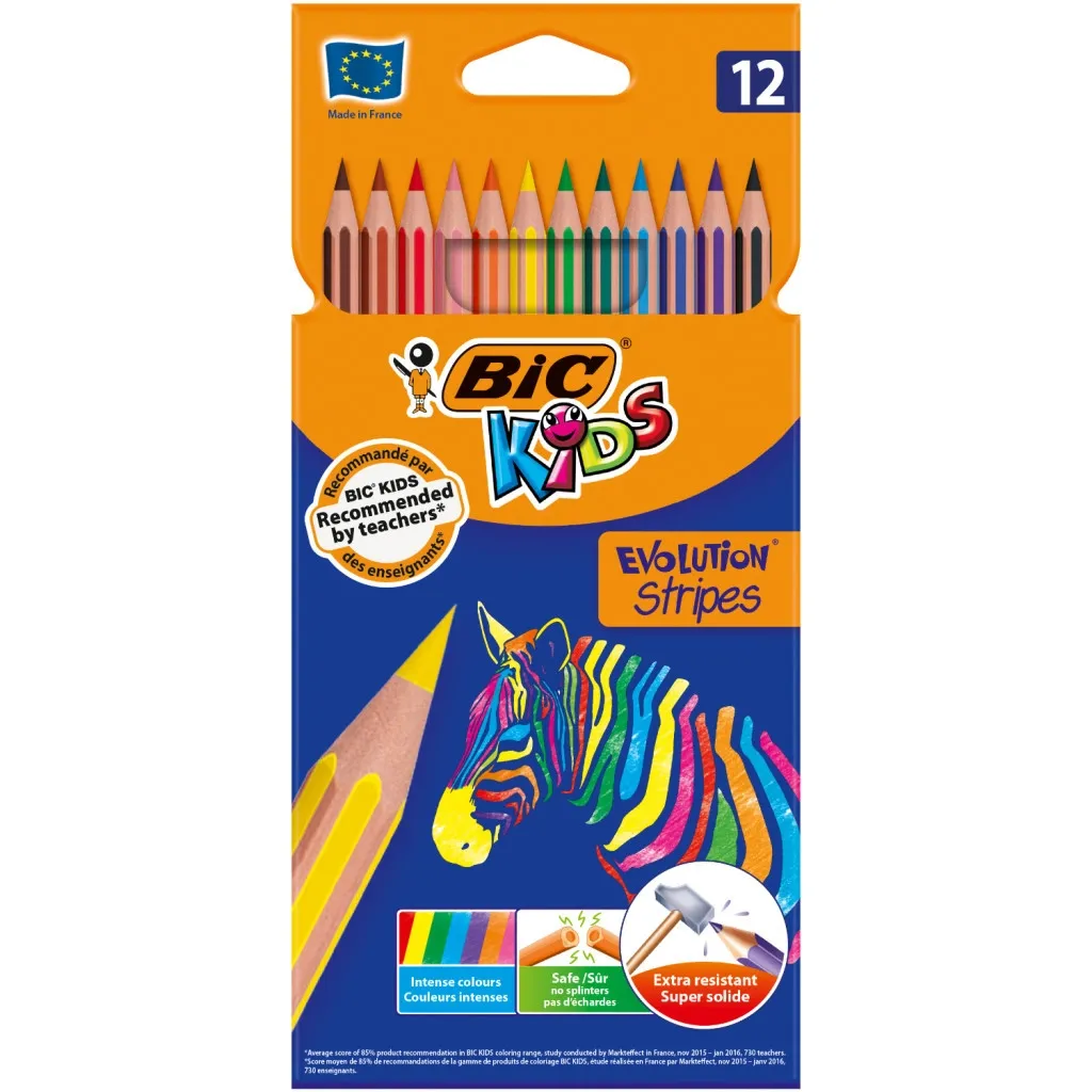 Карандаш цветный Bic Evolution Stripers 12 шт (bc9505221)