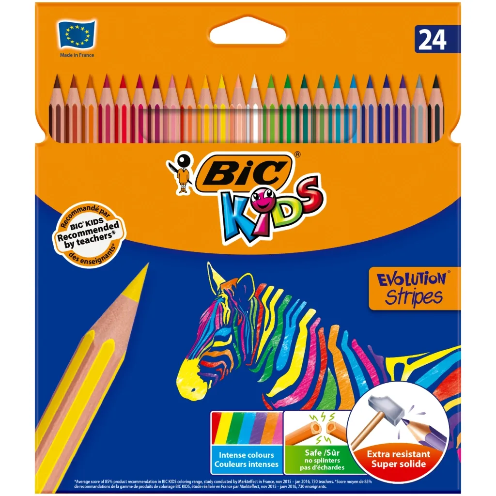 Олівцець кольоровий Bic Evolution Stripes 24 шт (bc950525)