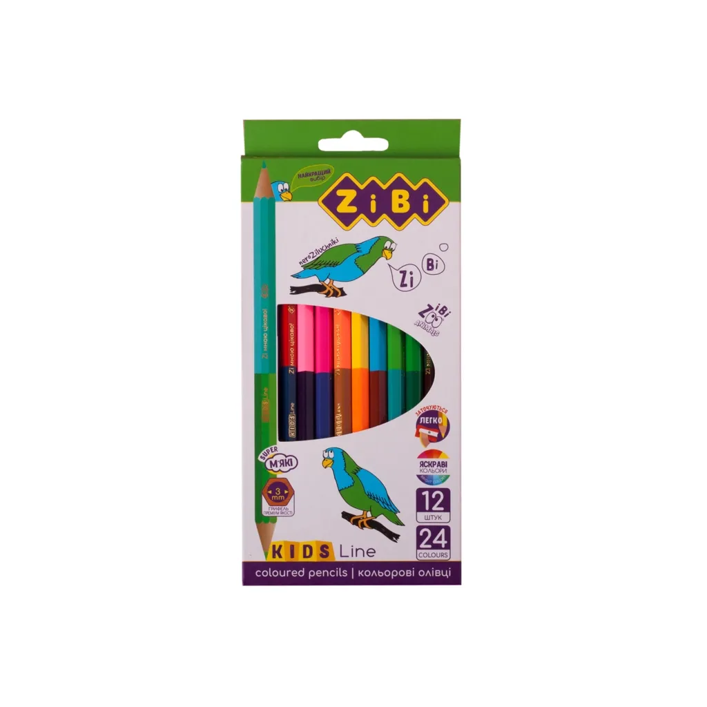 Олівцець кольоровий ZiBi Kids line Double 12 шт. 24 кольори (ZB.2463)