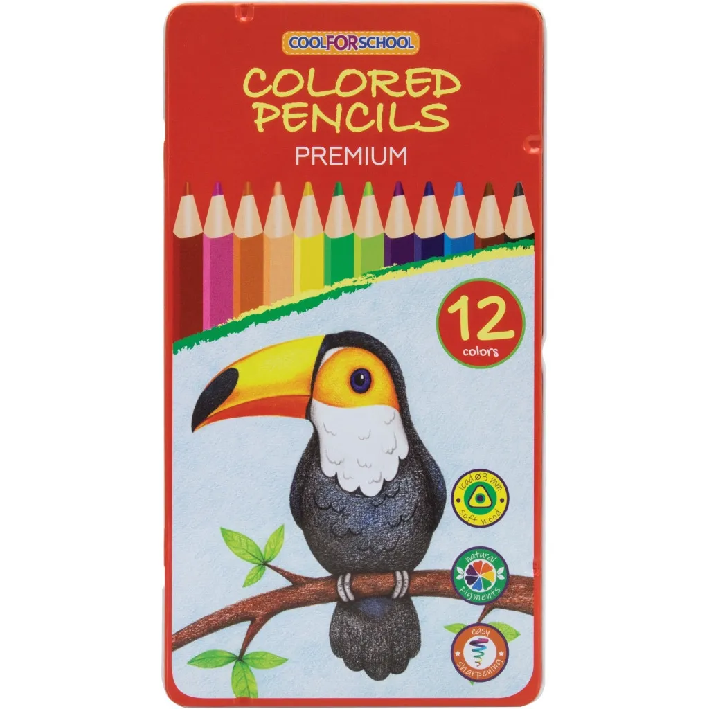 Олівцець кольоровий Cool For School Premium тригранні, 12 кольорів (CF15178)