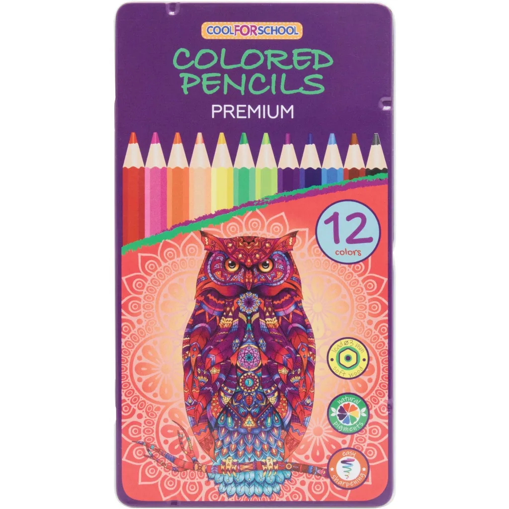Карандаш цветный Cool For School Premium шестигранные, 12 цветов (CF15173)