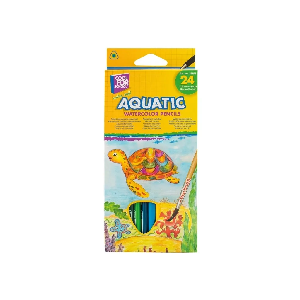 Карандаш цветный Cool For School Aquatic Extra Soft акварельные, с кистью 24 цветов (CF15158)