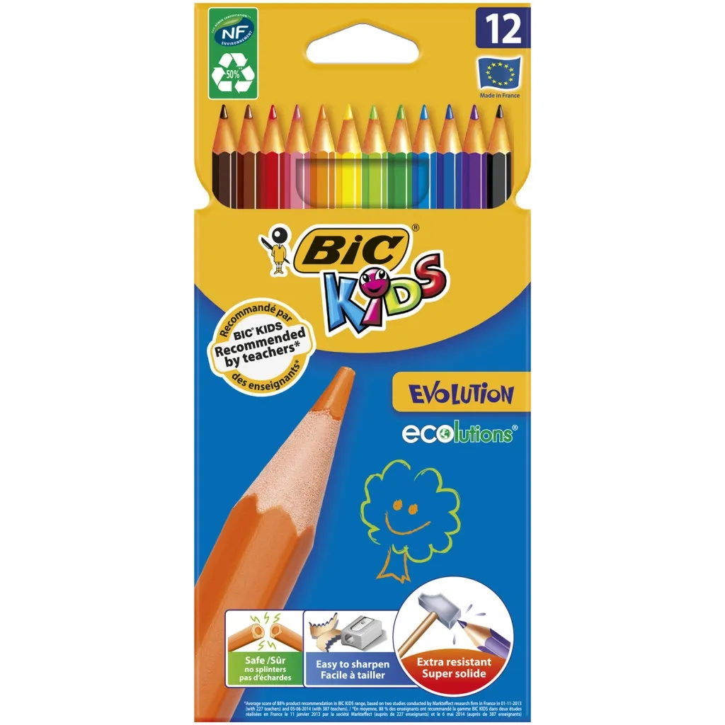 Олівцець кольоровий Bic Kids Evolution 12 шт (bc82902912)