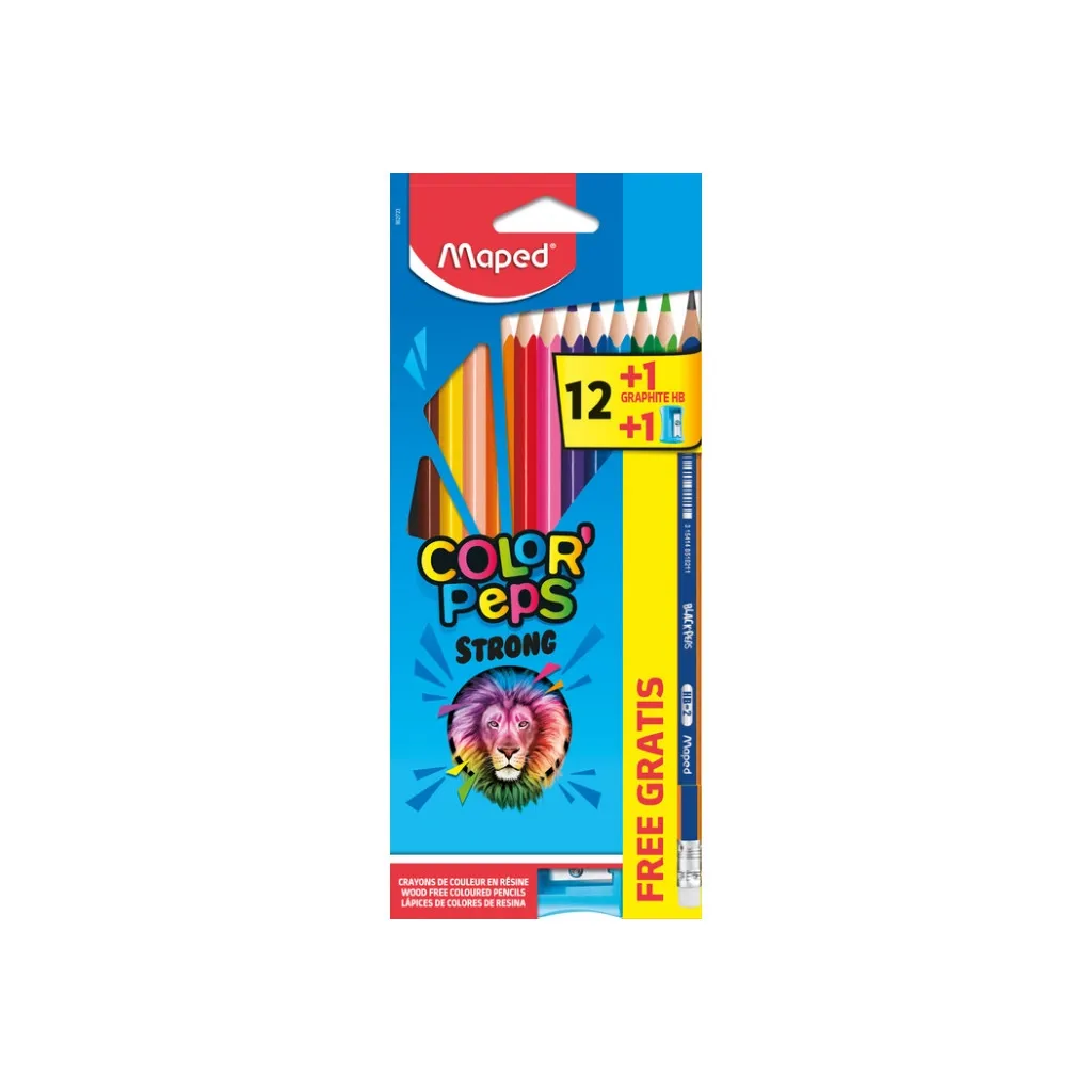Олівцець кольоровий Maped STRONG X12 + 1 графіт. олівець + 1 чинка (MP.862723)