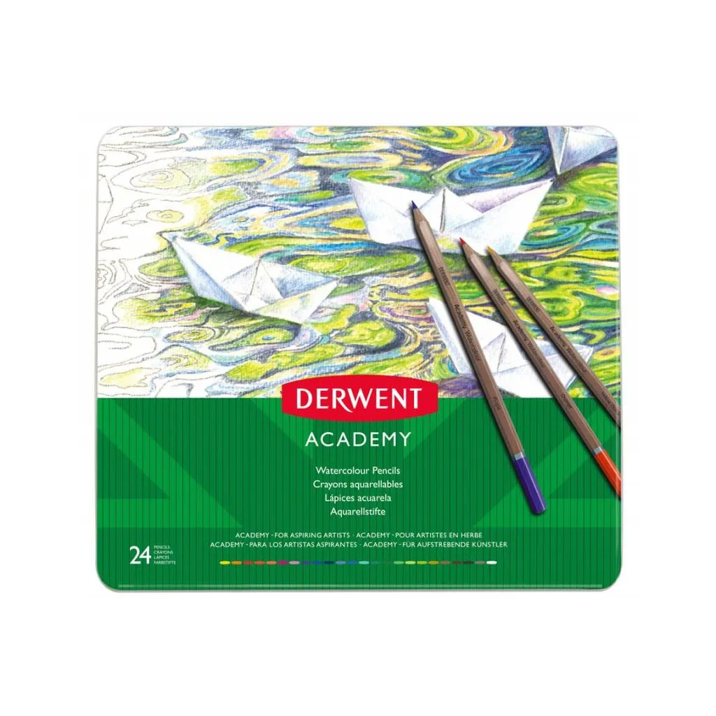 Карандаш цветный Derwent Academy Watercolour акварельные 24 цв., в металл. коробке (5028252269919)