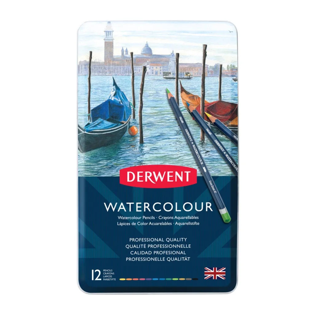 Карандаш цветный Derwent WatercolourWatercolour акварельные, 12 цв. в металл. коробке акварельные, 12 цв. в металл. короб (5010255784513)
