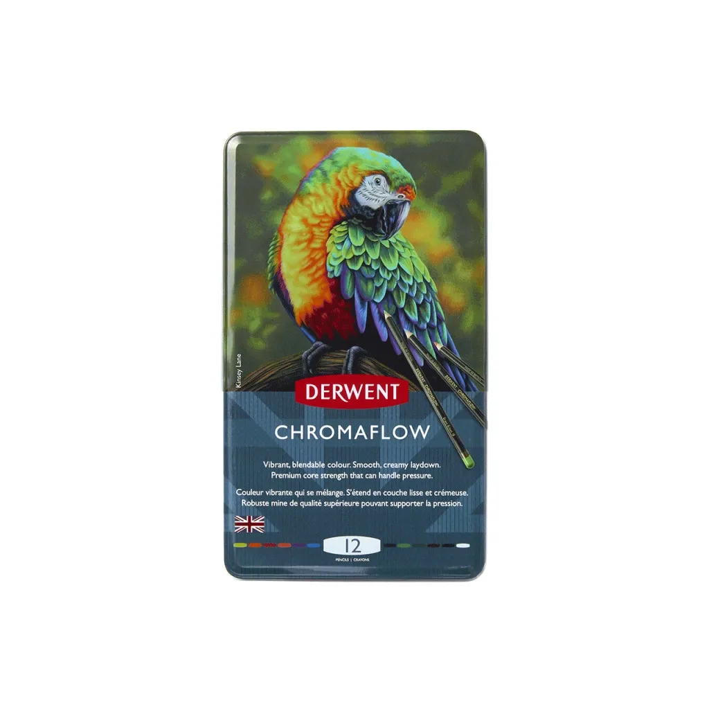 Карандаш цветный Derwent Chromaflow 12 цв. в металлическом пенале (5028252616119)