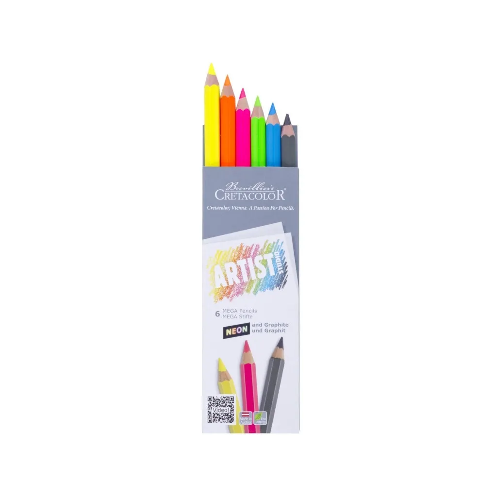 Олівцець кольоровий Cretacolor МЕГА Artist Studio Line 5 шт неонових + 1 графітовий МЕГА НВ (9014400277109)