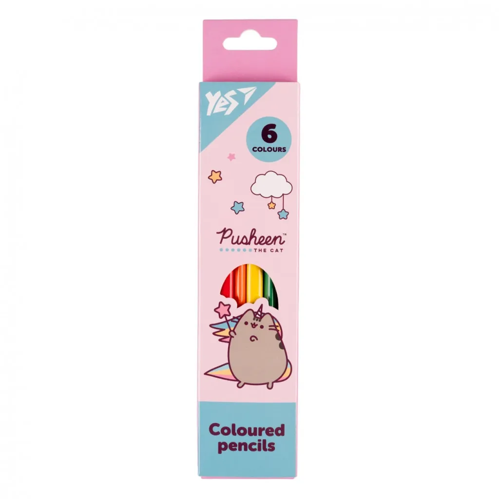 Карандаш цветный Yes 6 цветов Pusheen розово-бирюзовый (290725)