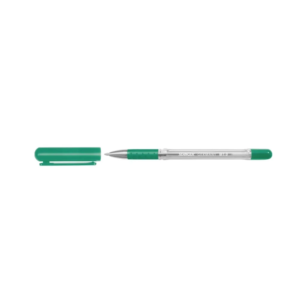 Ручка шариковая Stanger 1,0 мм, с гриппом, зеленая (18000300004)