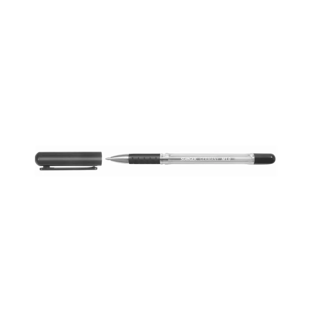 Ручка шариковая Stanger 1,0 мм, с гриппом, черная (18000300006)