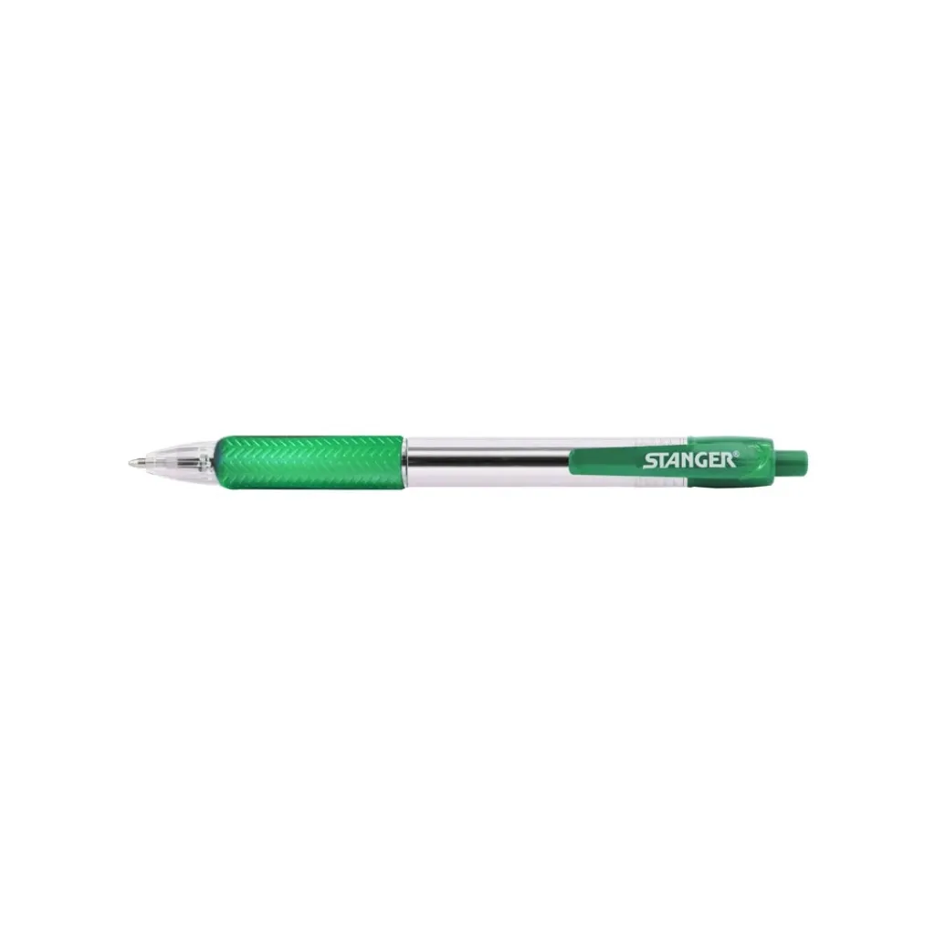 Ручка шариковая Stanger автоматическая 1,0 мм, с гриппом, зеленая (18000300041)