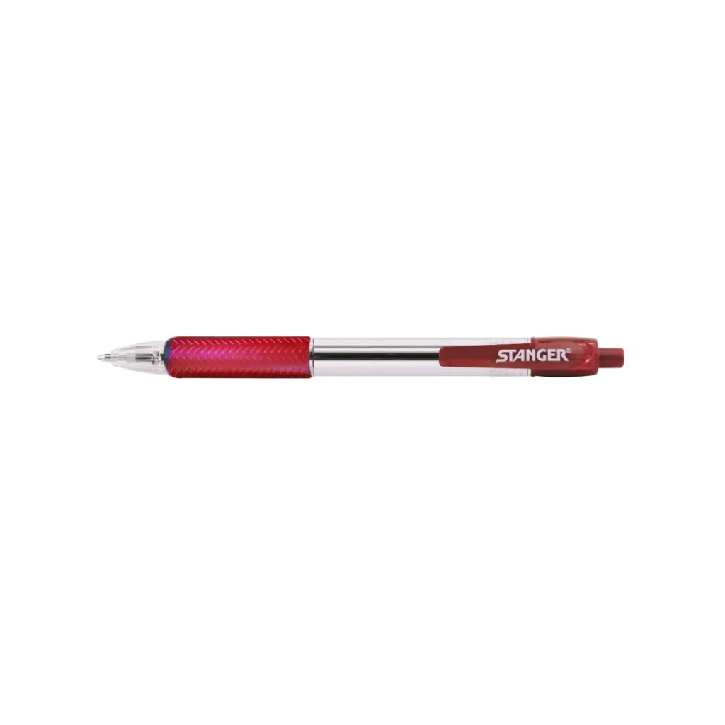 Ручка шариковая Stanger автоматическая 1,0 мм, с гриппом, красная (18000300040)