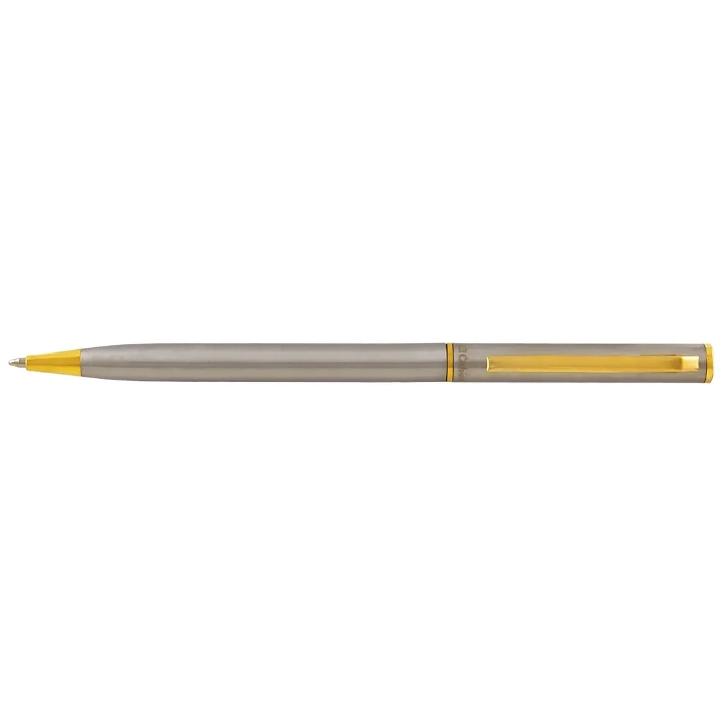 Ручка шариковая Cabinet Canoe Синяя, корпус серебристого цвета с золотистыми деталями (O15964-68)