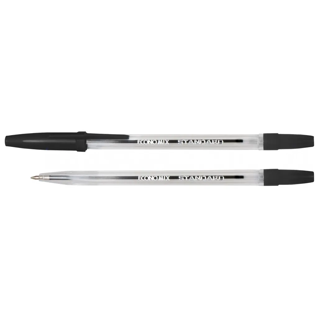 Ручка шариковая Economix STANDARD 0,5мм. Корпус прозрачен, пишет черным (E10117-01)