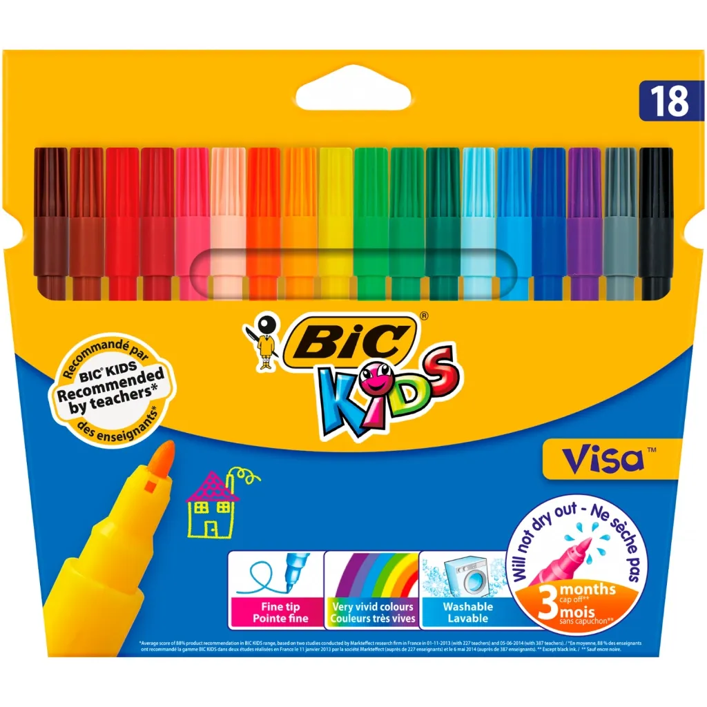 Фломастер Bic Kids Visa 880, 18 кольорів (bc888681)