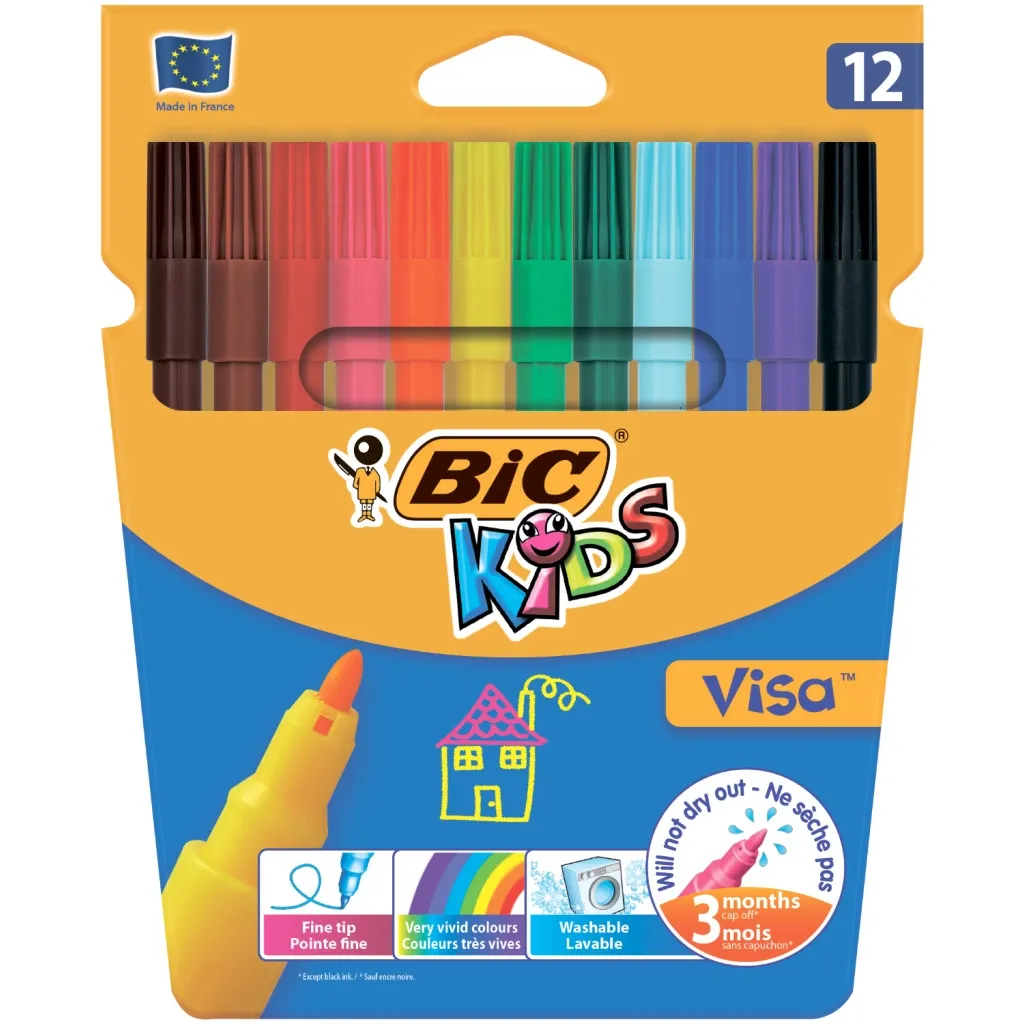 Фломастер Bic Kids Visa 880 12 кольорів (bc888695)