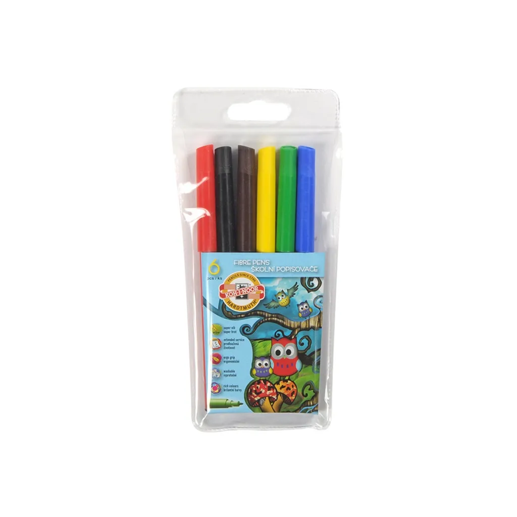 Фломастер Koh-i-Noor Совенята, 6 кольорів, поліетиленова упаковка (1012ET/6)