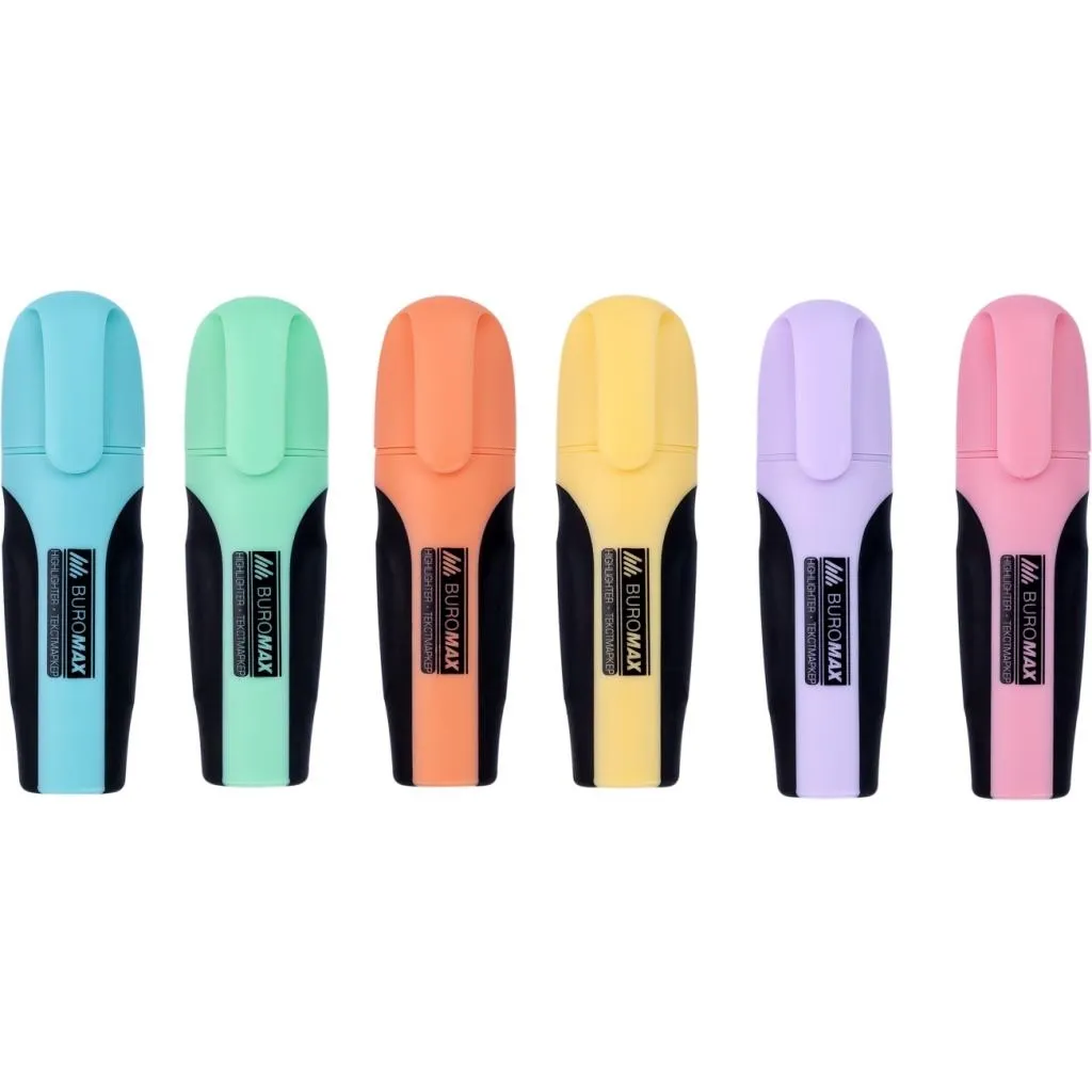 Набор маркеров Buromax highlighter pen, PASTEL, chisel tip, SET 6 colors (BM.8905-96)