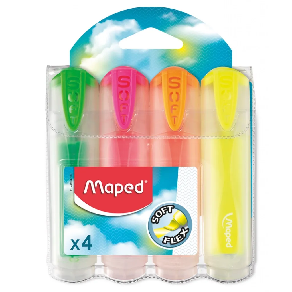 Набор маркеров Maped Fluo Peps Ultra Soft Transparent 1-5 мм 4 шт (MP.745947)