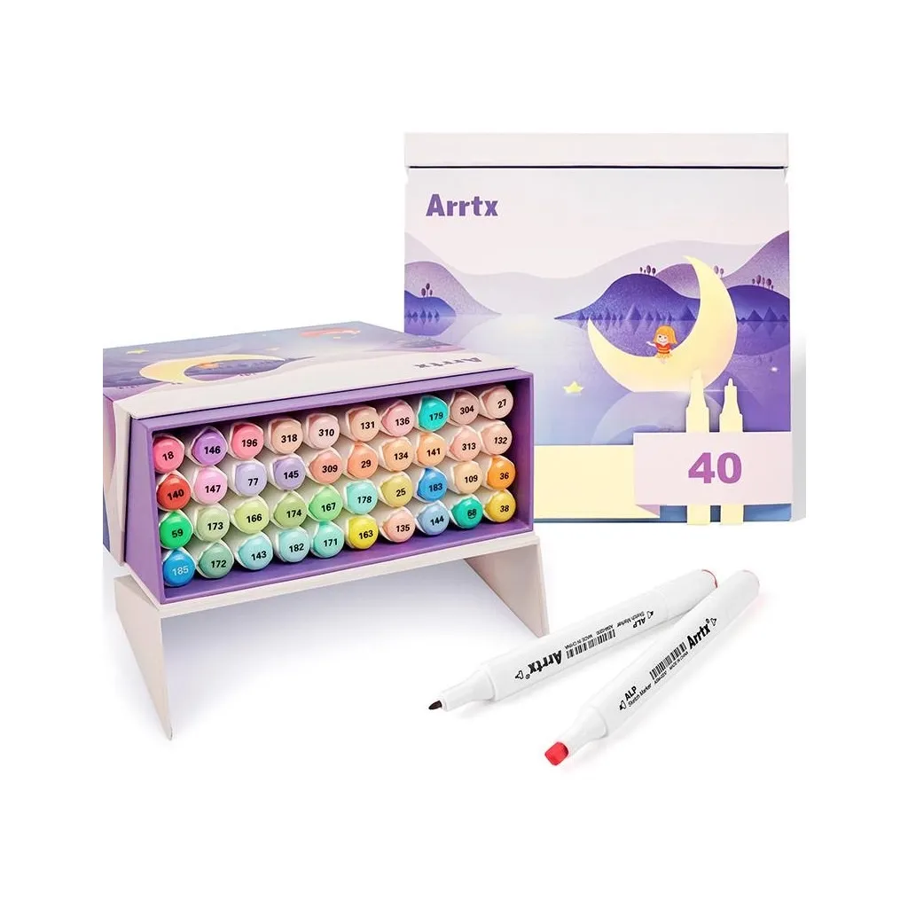 Художній маркер Arrtx Спиртові Alp ASM-02-PT01 40 кольорів, пастельні відтінки (LC302598)