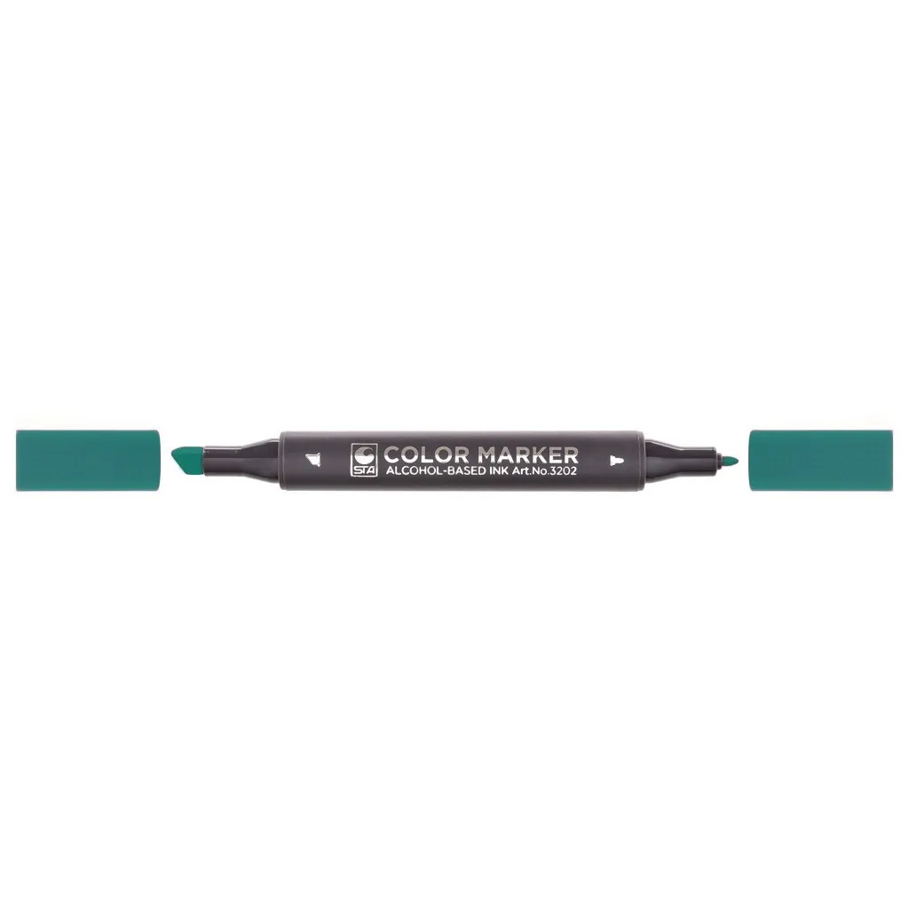 Художественный маркер STA двусторонний для эскизов, бирюзово-зеленый (STA3202-53)