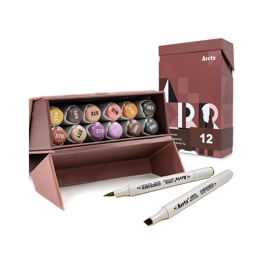 Художній маркер Arrtx спиртові Oros ASM-03-SK02 12 кольорів, відтінки шкіри (LC302772)