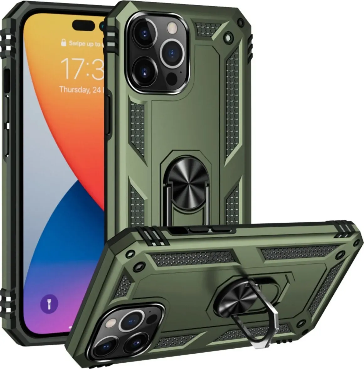 Чехол-накладка Cosmic Robot Ring for Apple iPhone 14 Pro Max Army Green