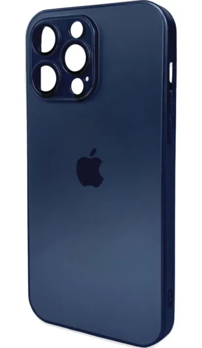 Чехол-накладка AG Glass Matt Frame Color Logo for Apple iPhone 15 Pro Max Navy Blue