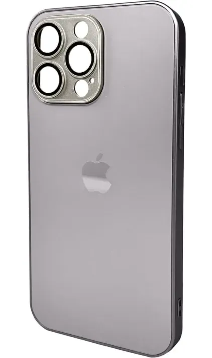 Чехол-накладка AG Glass Matt Frame Color Logo for Apple iPhone 15 Pro Max Titanium Grey