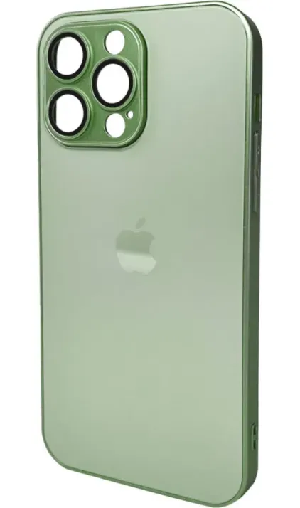 Чехол-накладка AG Glass Matt Frame Color Logo for Apple iPhone 15 Pro Max Light Green