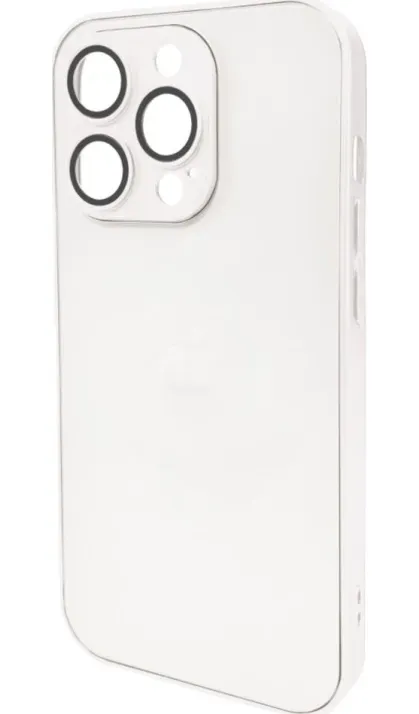 Чехол-накладка AG Glass Matt Frame Color Logo for Apple iPhone 14 Pro Pearly White