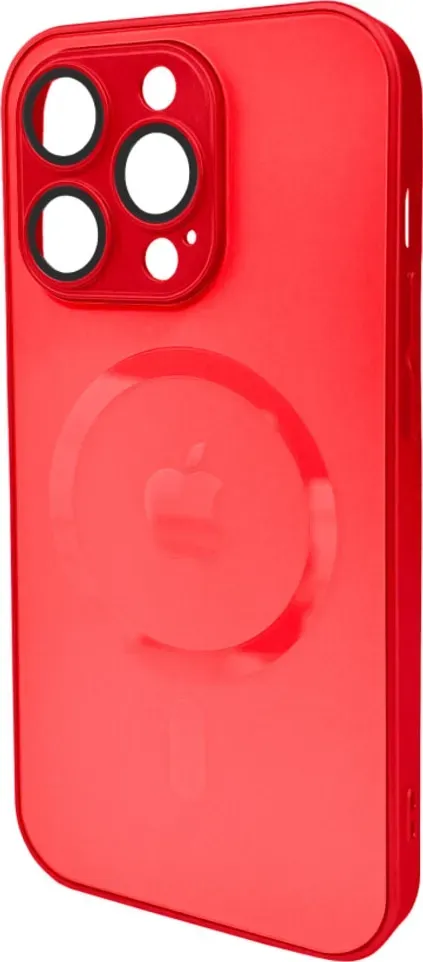 Чохол-накладка AG Glass Matt Frame Color MagSafe Logo for Apple iPhone 15 Pro Cola Red