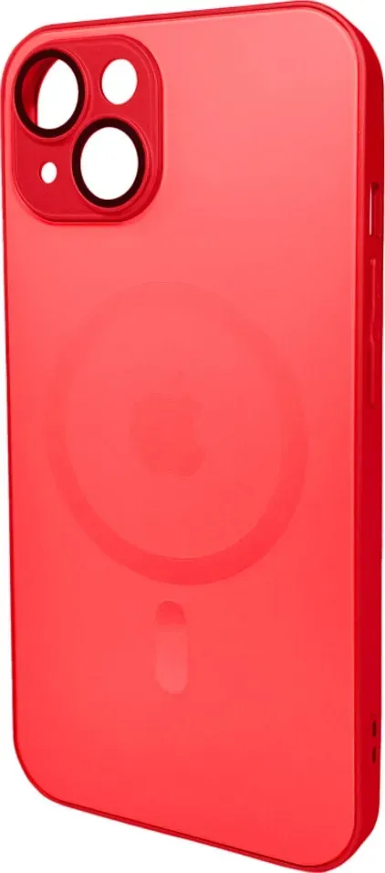 Чехол-накладка AG Glass Matt Frame Color MagSafe Logo for Apple iPhone 15 Cola Red