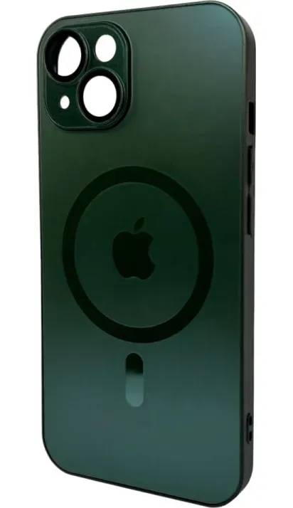 Чохол-накладка AG Glass Matt Frame Color MagSafe Logo for Apple iPhone 15 Cangling Green