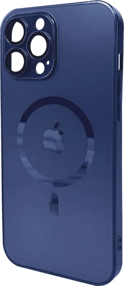 Чохол-накладка AG Glass Matt Frame Color MagSafe Logo for Apple iPhone 13 Pro Max Navy Blue