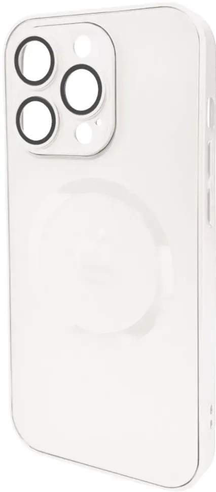 Чохол-накладка AG Glass Matt Frame Color MagSafe Logo for Apple iPhone 15 Pro Pearly White