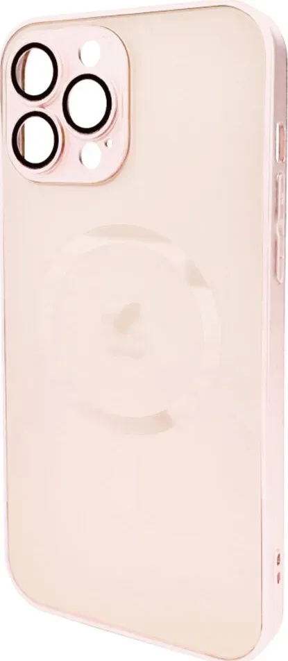 Чехол-накладка AG Glass Matt Frame Color MagSafe Logo for Apple iPhone 13 Pro Max Chanel Pink