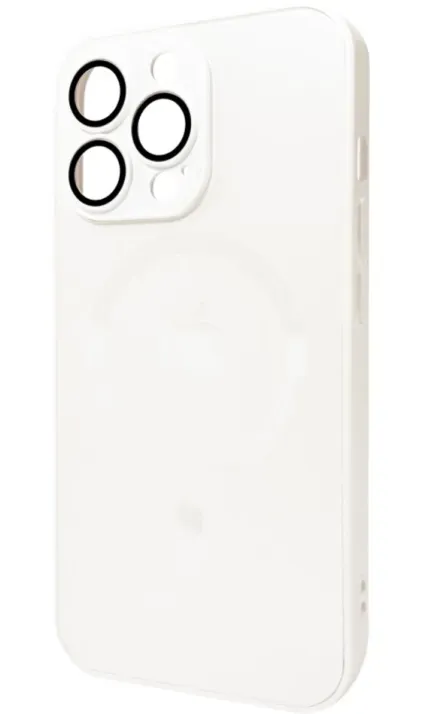 Чохол-накладка AG Glass Matt Frame Color MagSafe Logo for Apple iPhone 13 Pro Pearly White